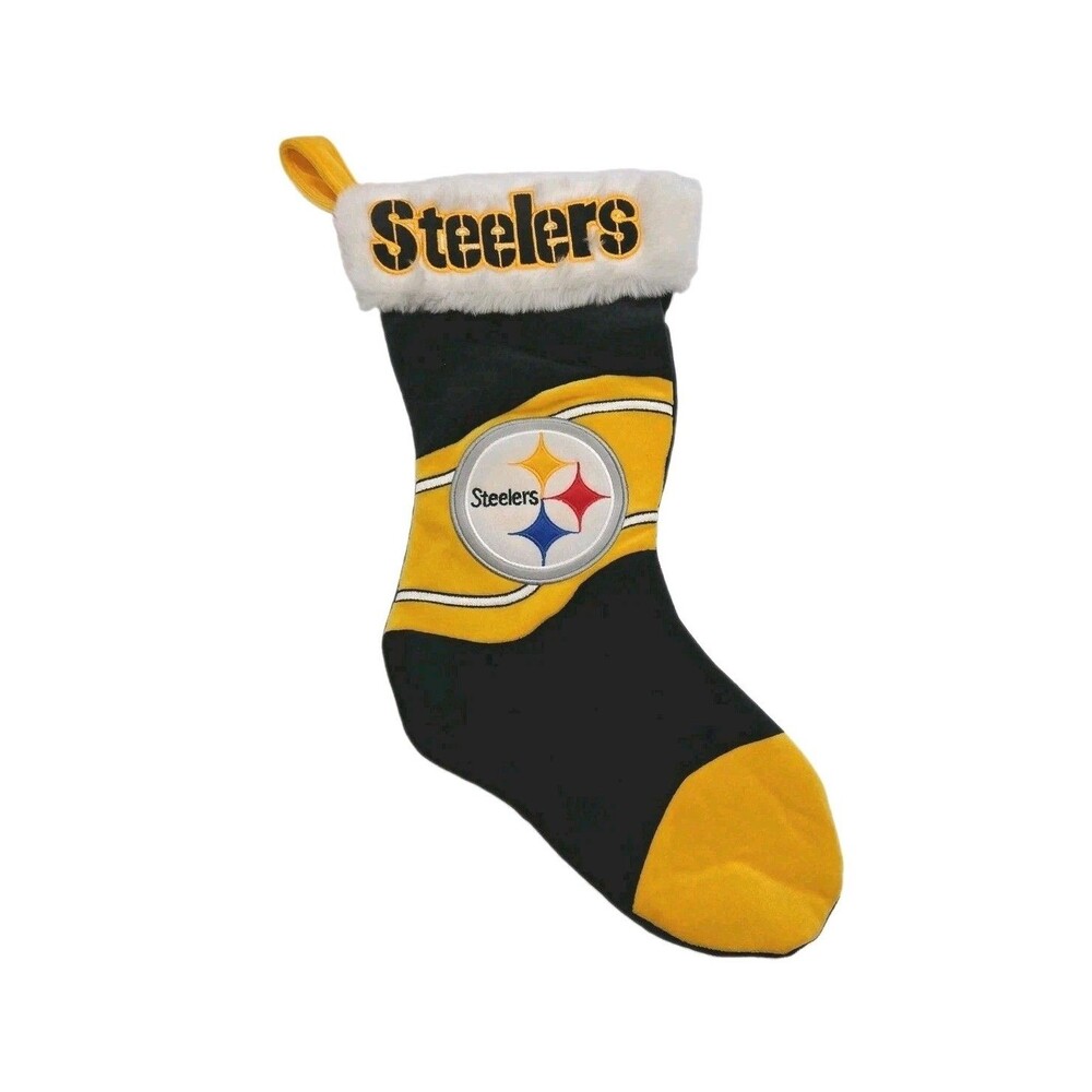 Pittsburgh Steelers Christmas Stocking NFL Football 18" Team Beans Faux Fur